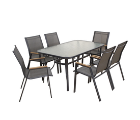 SELBY SET ΤΡΑΠΕΖΑΡΙΑΣ 7ΤΜΧ ΑΝΘΡΑΚΙ 150Χ90εκ.