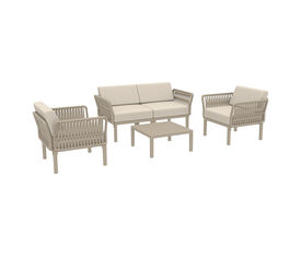 PORTOFINO LOUNGE SET 2ΘΕΣ.TAUPE/ΜΑΞ. BEIGE(2ΘΕΣ.+2ΠΟΛ.+ΤΡΑΠ 33εκ.)