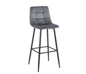 Σκαμπό Μπαρ Velvet Grey Μεταλλικό Μαύρο 45x42x75-110εκ.