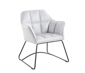 POLLY Πολυθρόνα Μέταλλο Βαφή Μαύρο, Ύφασμα Suede Ανοιχτό Γκρι