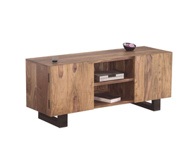 NELSON 'Επιπλο TV Μέταλλο Βαφή Μαύρο, Ξύλο Ακακία Φυσικό