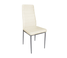 JETTA Καρέκλα Τραπεζαρίας Κουζίνας, Μέταλλο Βαφή Γκρι Pvc Εκρού ( Συσκ.6 )