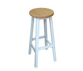 Ξύλινο Σκαμπό Μπαρ Φυσικό / Λευκό Ø30xH77cm