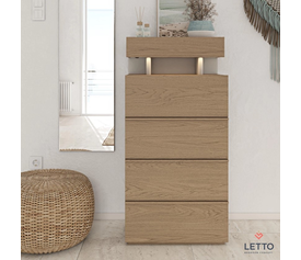 ASCOTT Συρταριέρα με 5 Συρτάρια και LED Ελληνικής Κατασκευής 60x42.5xH115cm 