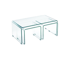 GLASSER Τραπεζάκια (1+2) Σαλονιού - Καθιστικού Διάφανο Γυαλί 12mm