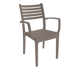 OLIMPIA Πολυθρόνα Τραπεζαρίας Κήπου Στοιβαζόμενη, PP - UV Protection, Απόχρωση Tortora