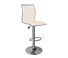 ALFI Σκαμπό BAR με Πλάτη, Βάση Χρώμιο, PU Άσπρο Ρύθμιση Ύψους, Περιστρεφόμενο