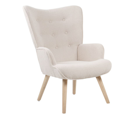 ALMA Πολυθρόνα - Μπερζέρα Σαλονιού - Καθιστικού Φυσικό, Teddy Ύφασμα Άσπρο, K/D