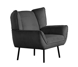 EMERALD Πολυθρόνα Σαλονιού - Καθιστικού, Ύφασμα Κοτλέ Ανθρακί