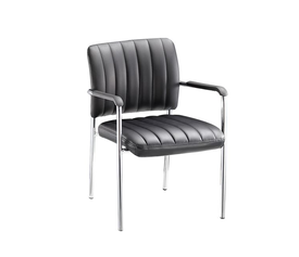 DENIM Πολυθρόνα Γραφείου Επισκέπτη Χρώμιο, Pu Μαύρο