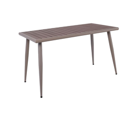 SERRANO Τραπέζι Κήπου-Βεράντας Μέταλλο Βαφή Sand Beige, Επιφάνεια Polywood Καρυδί