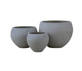FLOWER POT-5  Set 3 τεμαχίων Cement Grey