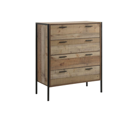 PALLET-W Συρταριέρα με 4 Συρτάρια Μέταλλο Βαφή Μαύρο - Antique Oak