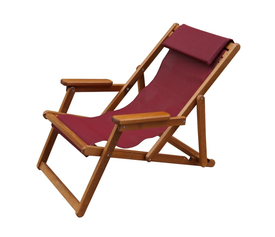 Ξύλινη Σεζλόνγκ Οξιά / Διάτρητο PVC με μαξιλάρι 64x79xH88cm