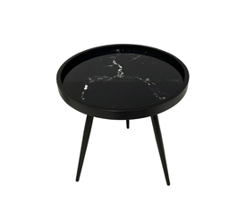 MARM SIDE TABLE ΜΑΥΡΟ ΜΕ PATTERN ΜΑΥΡΟ 49.5x49.5x52cm