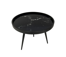 MARM COFFEE TABLE ΜΑΥΡΟ ΜΕ PATTERN ΜΑΥΡΟ 60x60x45cm