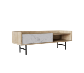 STOCKHOLM COFFEE TABLE SONOMA DECAPE ΛΕΥΚΟ ΜΕ ΟΨΗ ΜΑΡΜΑΡΟΥ ΜΑΥΡΟ 120x59x40cm