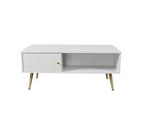 ZIZEL COFFEE TABLE 1ΠΟΡΤΑ ΛΕΥΚΟ ΜΕ PATTERN ΧΡΥΣΟ 100x50x42cm