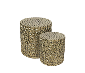 POPPY COFFEE TABLE SET 2ΤΕΜ ΧΡΥΣΟ ANTIQUE 44x44x46.5cm