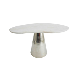 CURVE SIDE TABLE ΑΣΗΜΙ NICKEL ΛΕΥΚΟ 57.25x49x38cm