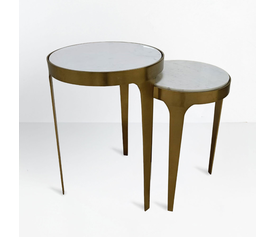 STICKS SIDE TABLE SET 2ΤΕΜ ΛΕΥΚΟ ΧΡΥΣΟ 37x37x54.5cm