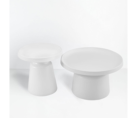 BOBBY COFFEE TABLE SET 2ΤΕΜ ΛΕΥΚΟ ΜΑΤ 70x70x42cm