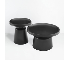 BOBBY COFFEE TABLE SET 2ΤΕΜ ΜΑΥΡΟ ΜΑΤ 70x70x42cm