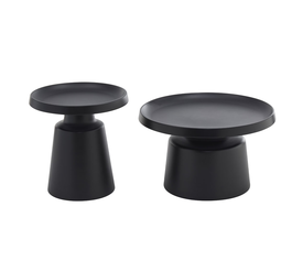 Mousse coffee table set of 2 black matte 70x70x50 cm