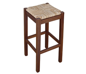 Atena Σκαμπό Οξιά / Ψάθα 33x33xH77cm