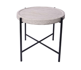 TERRAZO SIDE TABLE OFF WHITE ΜΑΥΡΟ 63.5x63.5x56.5