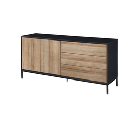 BLACKBIRD ΜΠΟΥΦΕΣ 2ΠΟΡΤΕΣ 3ΣΥΡΤΑΡΙΑ RIVIERA OAK ΜΑΥΡΟ 150x40x75.5cm