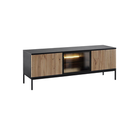 MYSTERY TV STAND 3ΠΟΡΤΕΣ ΦΥΣΙΚΟ ΣΚΟΥΡΟ ΜΑΥΡΟ 154x39x56cm