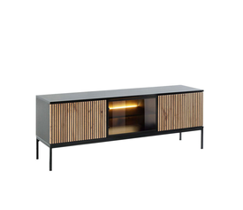 MYSTERY TV STAND 3ΠΟΡΤΕΣ ΦΥΣΙΚΟ ΣΚΟΥΡΟ ΜΑΥΡΟ 154x39x56cm