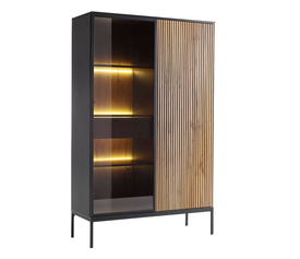 MYSTERY ΒΙΤΡΙΝΑ 2ΠΟΡΤΕΣ ΦΥΣΙΚΟ ΣΚΟΥΡΟ ΜΑΥΡΟ 104x39x166cm