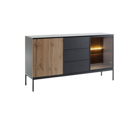 MYSTERY ΜΠΟΥΦΕΣ 2ΠΟΡΤΕΣ 3ΣΥΡΤΑΡΙΑ ΦΥΣΙΚΟ ΣΚΟΥΡΟ ΜΑΥΡΟ 154x39x83cm