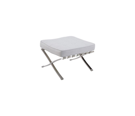 BARCELONA τ. Σκαμπό - Υποπόδιο, Βάση Inox, Pu Άσπρο