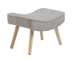 ALMA Σκαμπό - Υποπόδιο, Teddy Ύφασμα Ανοιχτό Γκρι, Πόδια Φυσικό, K/D