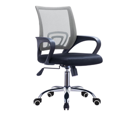 BF2101-F Πολυθρόνα Γραφείου με Ανάκλιση, Μέταλλο Χρώμιο Mesh Γκρι - Μαύρο