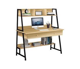 ΓΡΑΦΕΙΟ Η/Υ 2 Συρτάρια 2 Ράφια Μέταλλο Βαφή Μαύρο, MDF - Melamine Απόχρωση Sonoma