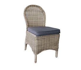 MONTANA Καρέκλα Τραπεζαρίας Κήπου ALU, Φ5mm Round Wicker Grey Brown, Μαξιλάρι Ανθρακί