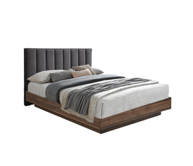 BOXY ΚΡΕΒΑΤΙ (ΓΙΑ ΣΤΡΩΜΑ 160x200cm) ΓΚΡΙ ΣΚΟΥΡΟ ΚΑΡΥΔΙ 211.5x165x111.2