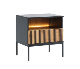 MYSTERY ΚΟΜΟΔΙΝΟ 1ΣΥΡΤΑΡΙ 1ΡΑΦΙ ΦΥΣΙΚΟ ΣΚΟΥΡΟ ΜΑΥΡΟ 54x39x56cm