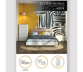 LUCIDO ΚΡΕΒΑΤΟΚΑΜΑΡΑ SET 3+1 ΛΕΥΚΟ OAK ΦΥΣΙΚΟ