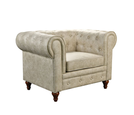 CHESTERFIELD York Πολυθρόνα Σαλονιού - Καθιστικού, Ύφασμα Απόχρωση Μπεζ