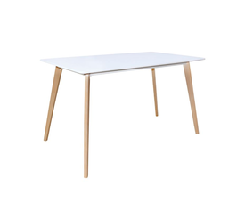 MARTIN Τραπέζι Κουζίνας - Εστιατορίου, Οξιά Φυσικό, MDF Άσπρο
