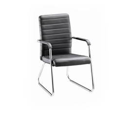 COLLET Πολυθρόνα Γραφείου Επισκέπτη Μέταλλο Χρώμιο, Pu Μαύρο