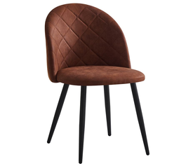 BELLA Καρέκλα Τραπεζαρίας, Μέταλλο Βαφή Μαύρο, Ύφασμα Απόχρωση Suede Καφέ