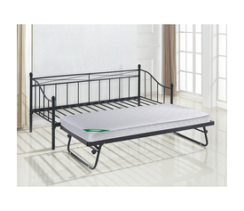 MARIN Set: Daybed (για στρώμα 90x190) + Βοηθητικό Κρεβάτι με Στρώμα 185x85 Μέταλλο Μαύρο