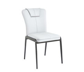 ANDRIA Καρέκλα Τραπεζαρίας- Κουζίνας, Μέταλλο Βαφή Μαύρο, Pu Ανοιχτό Γκρι