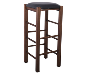 ΤΑΒΕΡΝΑΣ Σκαμπό BAR, Οξιά Βαφή Εμποτισμός Καρυδί, Κάθισμα Pu Μαύρο